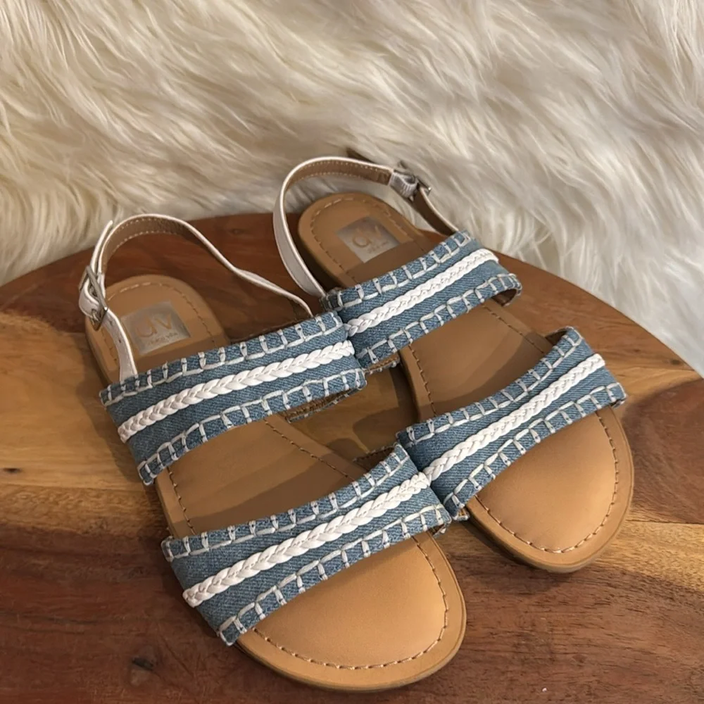 DV by Dolce Vita Clovar Denim Braided Sandals Girls Size 2 NWT